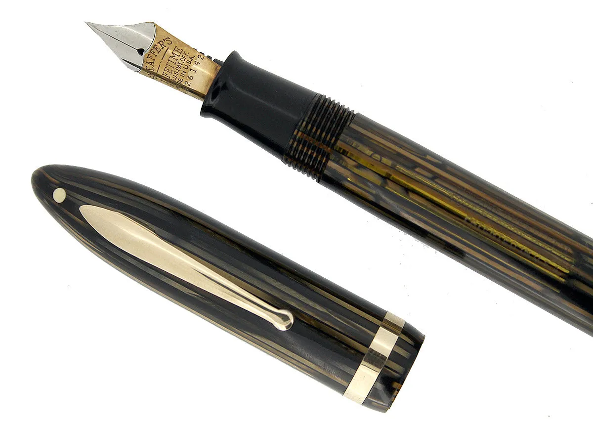 1936 SHEAFFER OVERSIZE GOLDEN PEARL BALANCE FOUNTAIN PEN RESTORED NEAR MINT