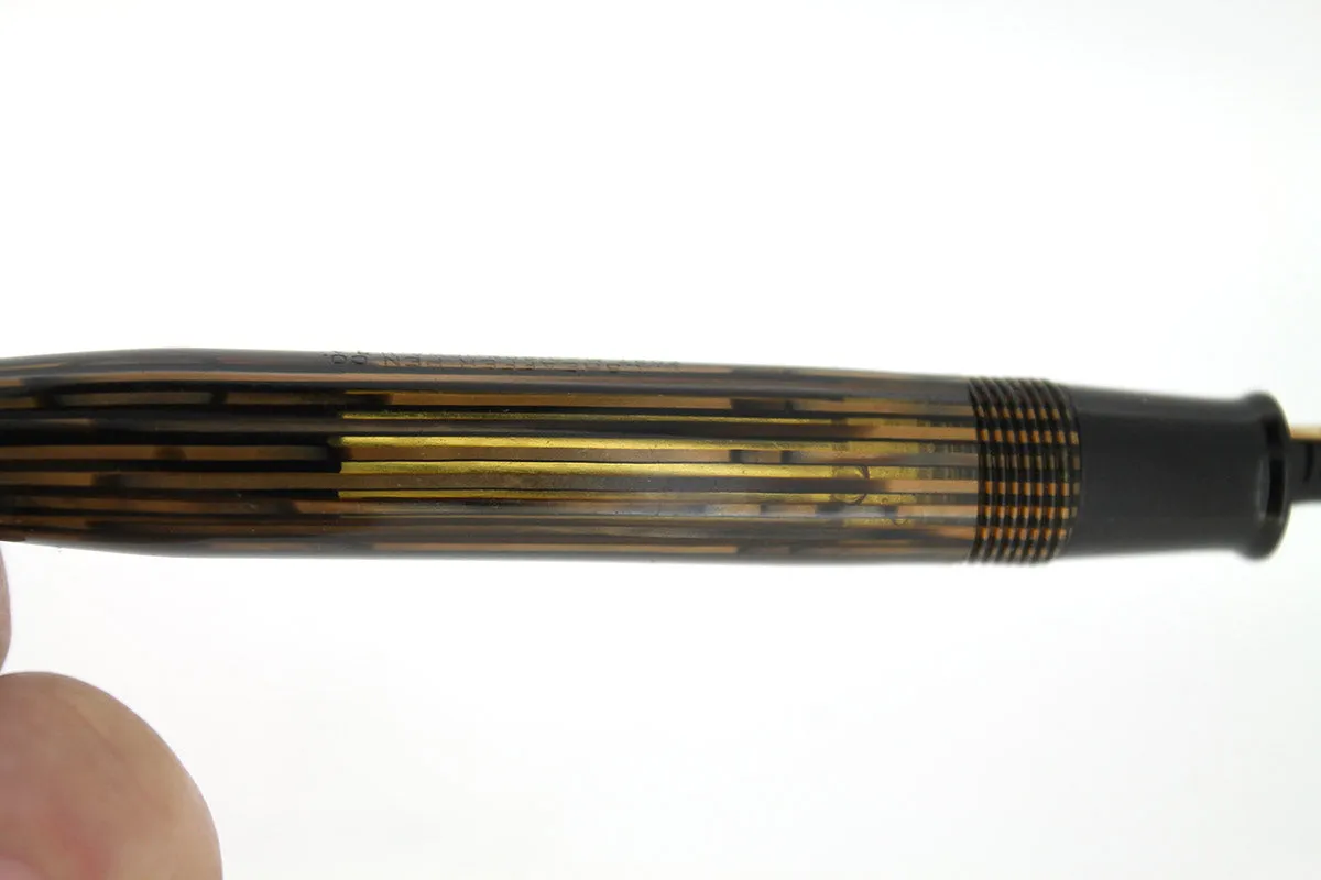 1936 SHEAFFER OVERSIZE GOLDEN PEARL BALANCE FOUNTAIN PEN RESTORED NEAR MINT
