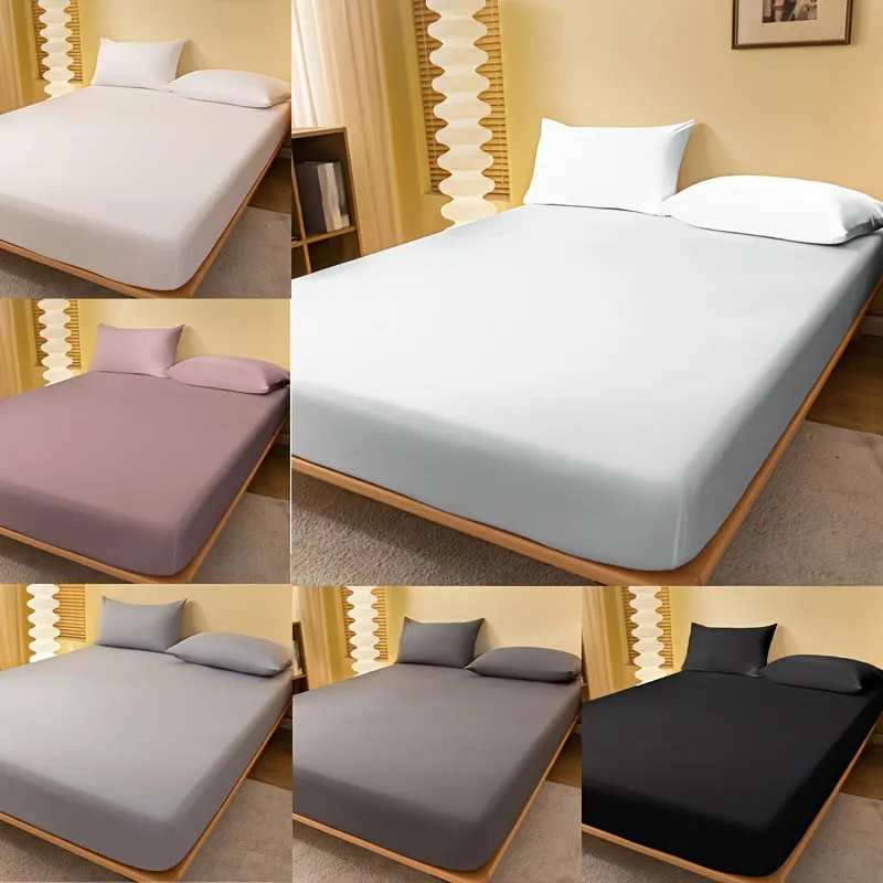 1pc White Brushed Fitted Sheet Soft Comfortable Deep Pocketed