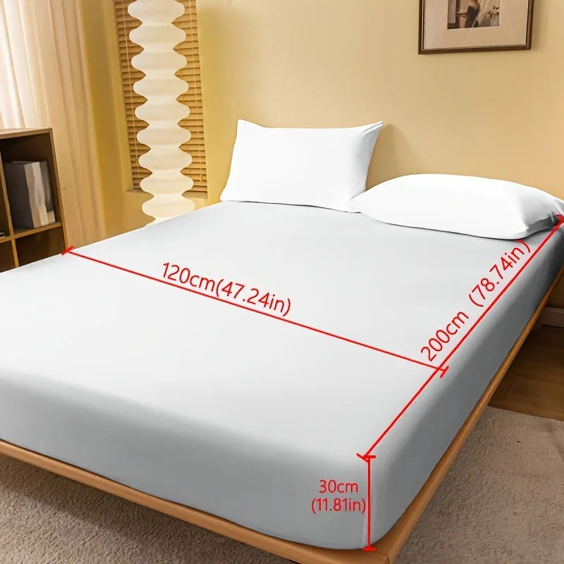 1pc White Brushed Fitted Sheet Soft Comfortable Deep Pocketed