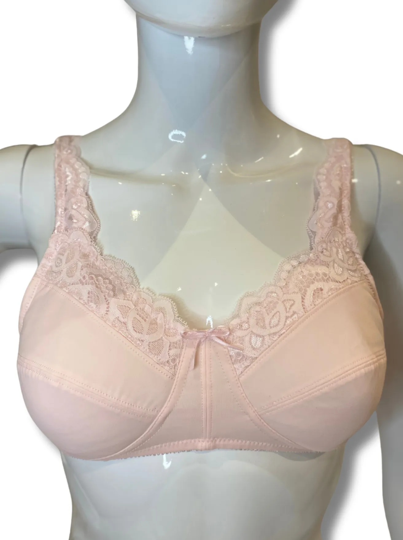 ABC Lace Front Mastectomy Bra - Pale Pink