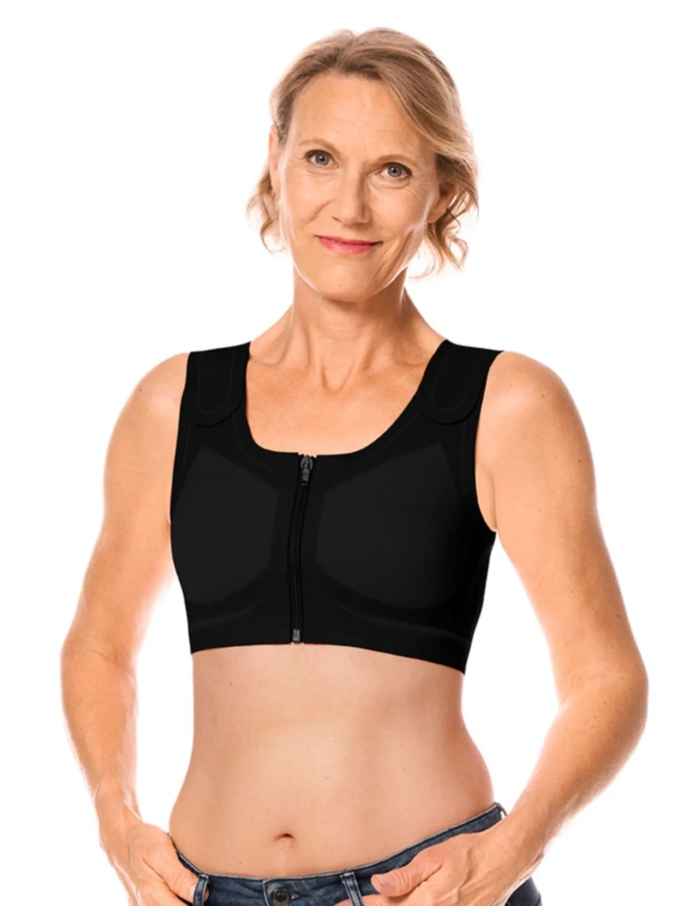 Amoena Lymph Flow Front Closure Soft Bra - Black
