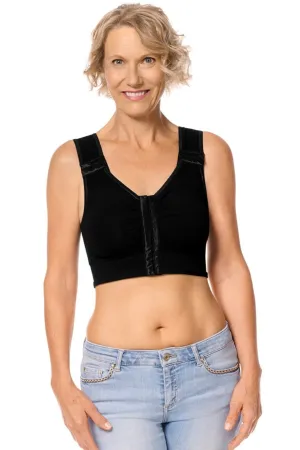 Amoena Lymph Flow Long Front Closure Soft Bra - Black
