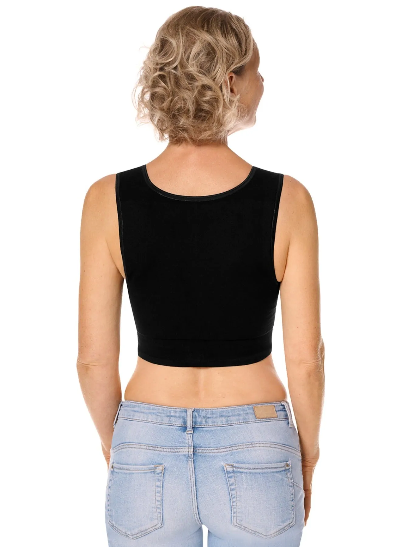 Amoena Lymph Flow Long Front Closure Soft Bra - Black