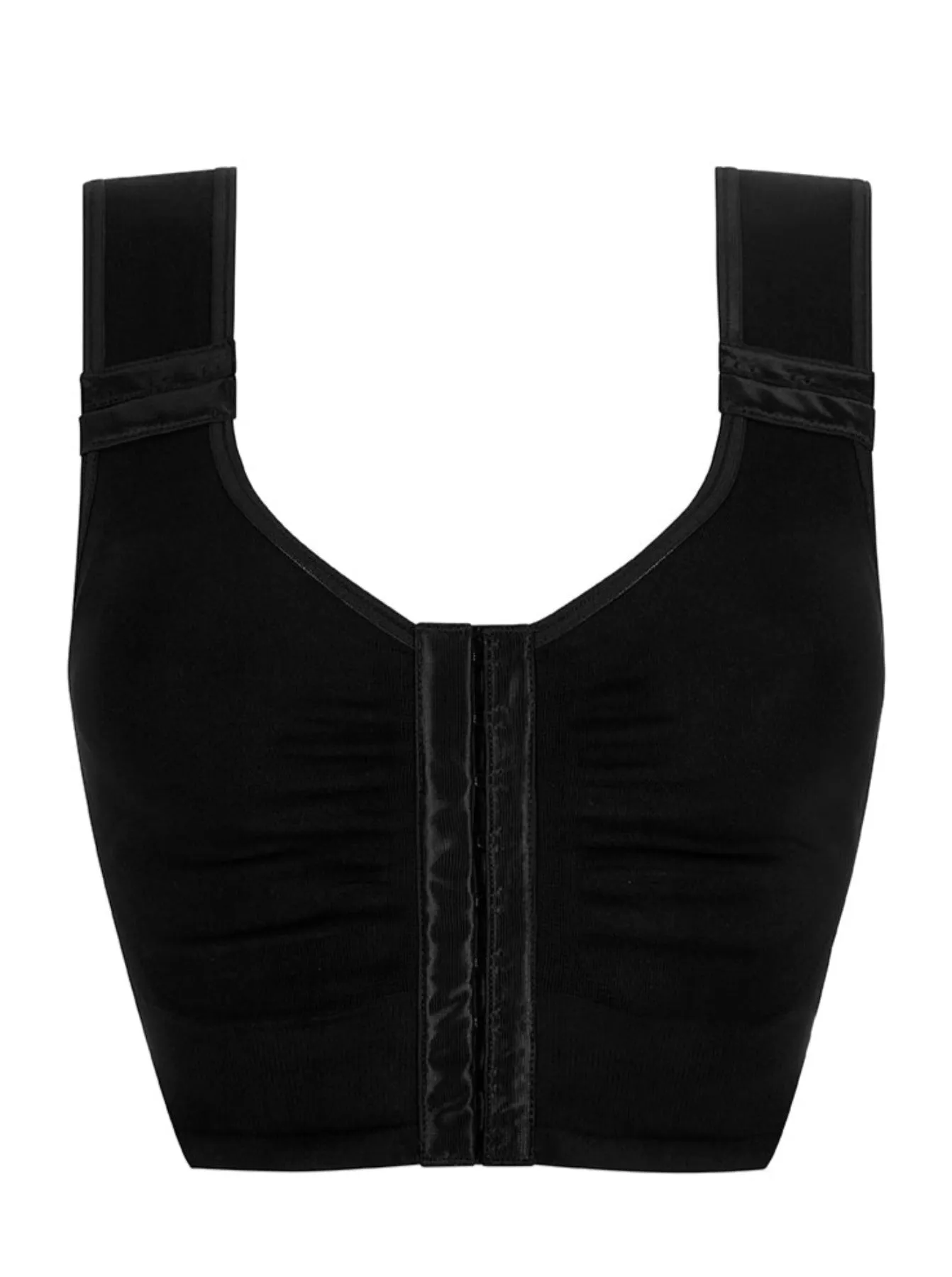 Amoena Lymph Flow Long Front Closure Soft Bra - Black