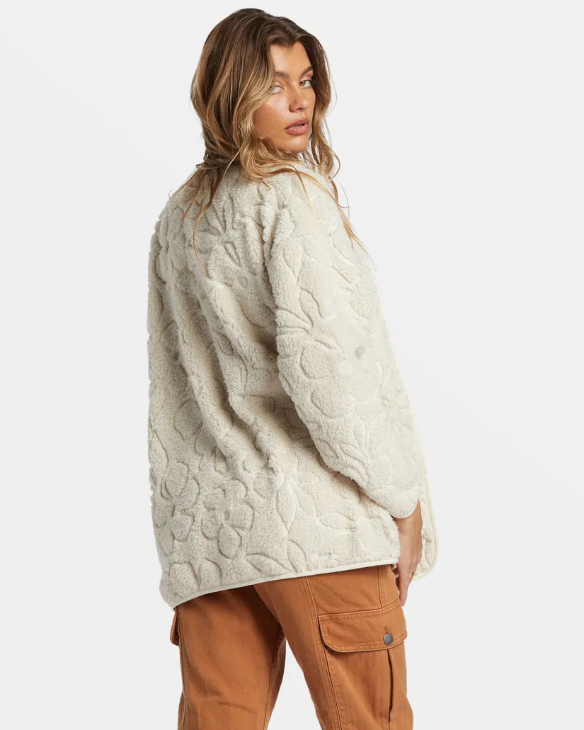 Billabong Fireside Cozy Buttoned Fleece Jacket - WHITE CAP