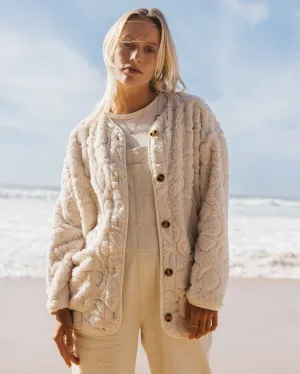 Billabong Fireside Cozy Buttoned Fleece Jacket - WHITE CAP