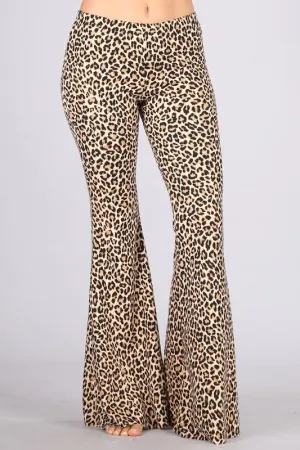Chatoyant Leopard Heavy Brushed Skinny Bell Pants - Leopard