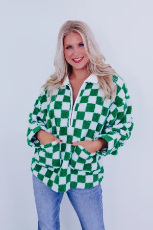 Checkered Pocketed Pullover - Green