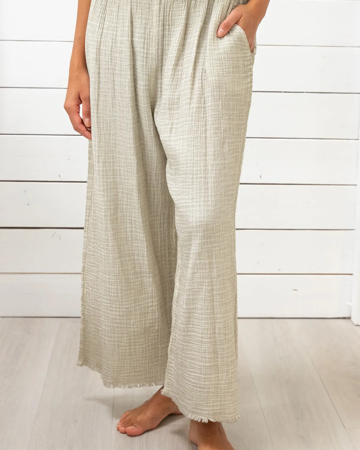Crinkle Palazzo Pants Natural