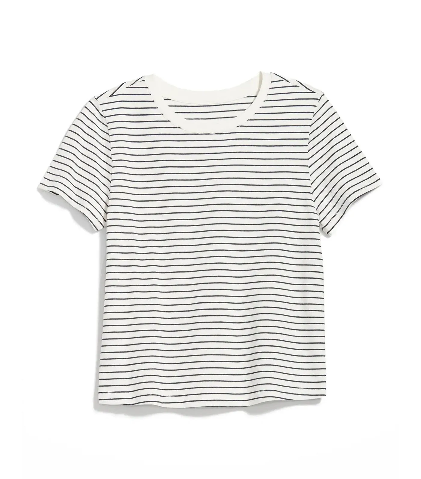 Cropped Slim-Fit T-Shirt For Women O.N. New Black Stripe