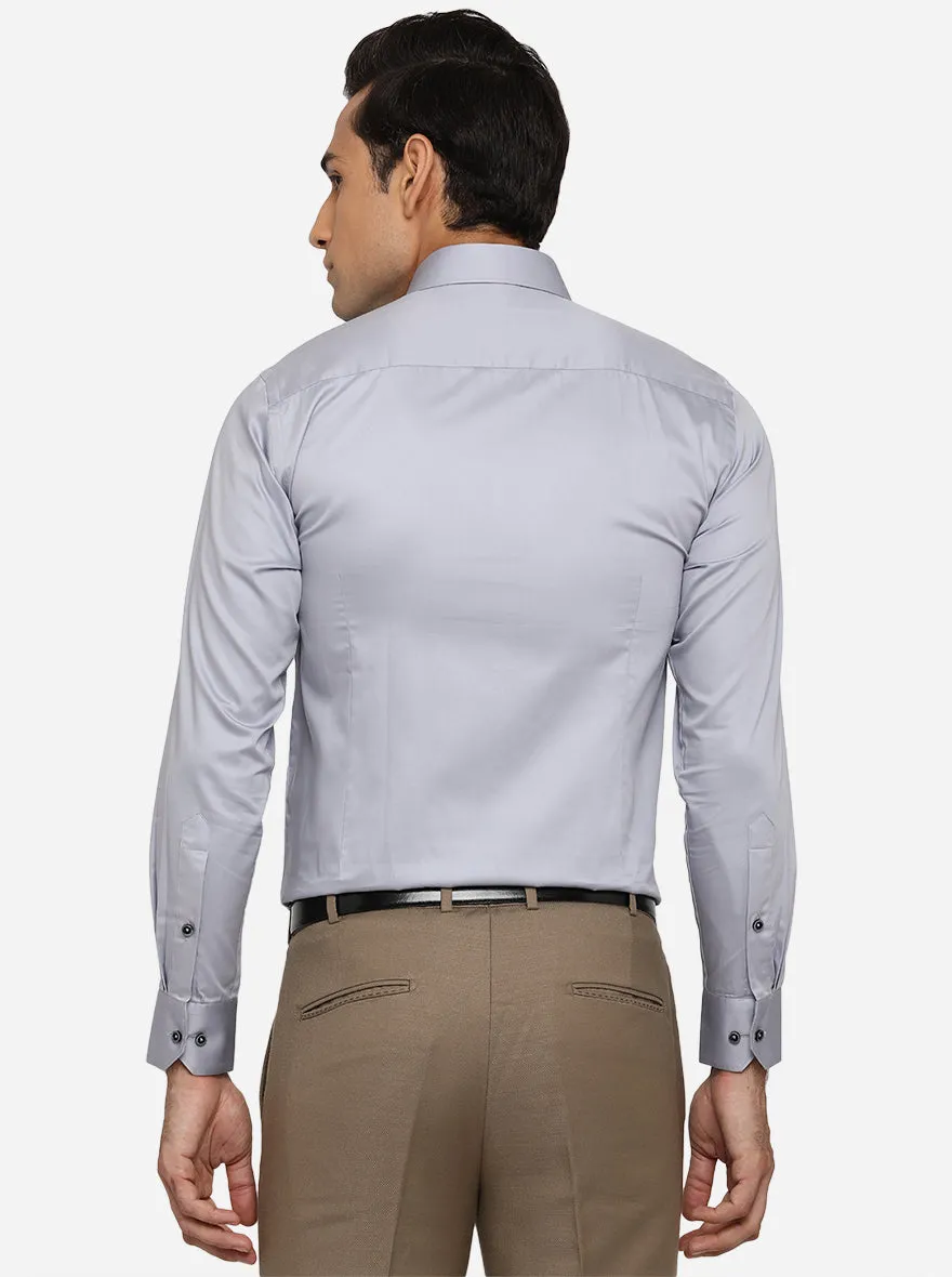 Dawn Grey Solid Slim Fit Party Wear Shirt | Greenfibre
