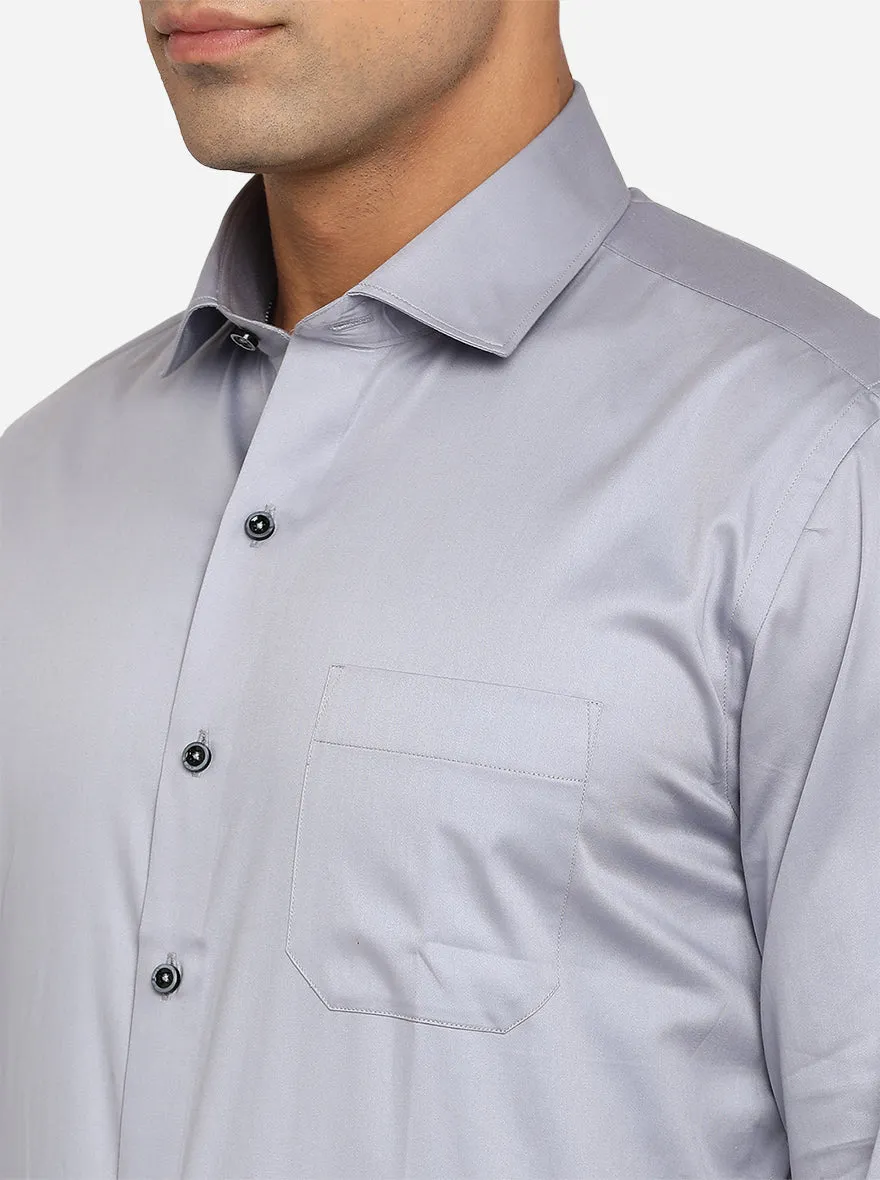 Dawn Grey Solid Slim Fit Party Wear Shirt | Greenfibre