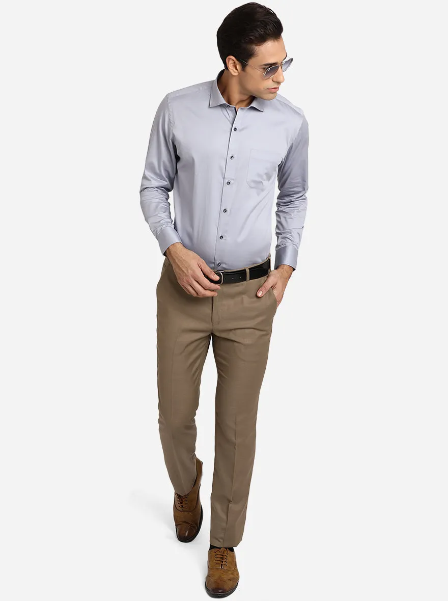Dawn Grey Solid Slim Fit Party Wear Shirt | Greenfibre
