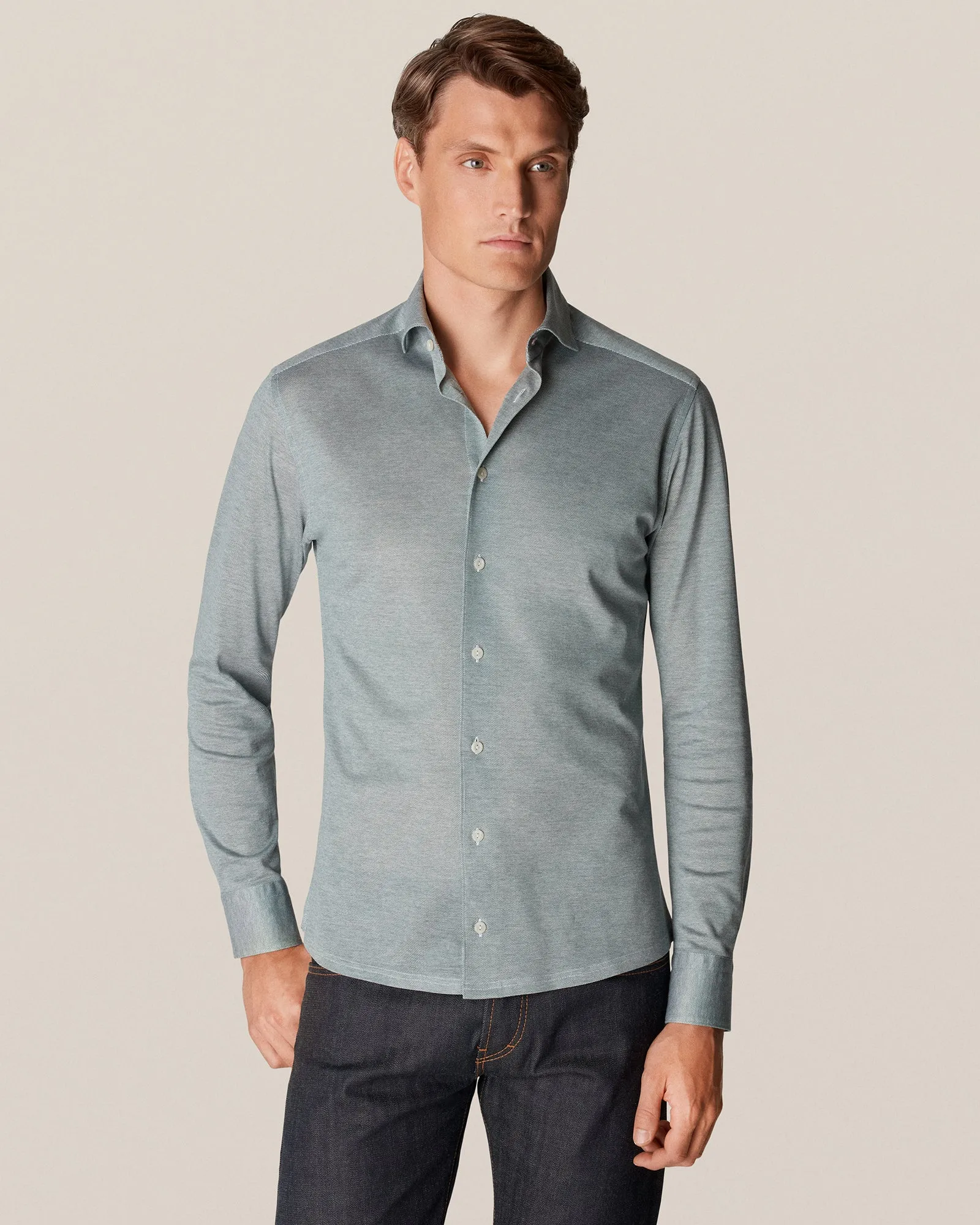 ETON10000264266 GREEN SLIM SC PIQUE SHIRT