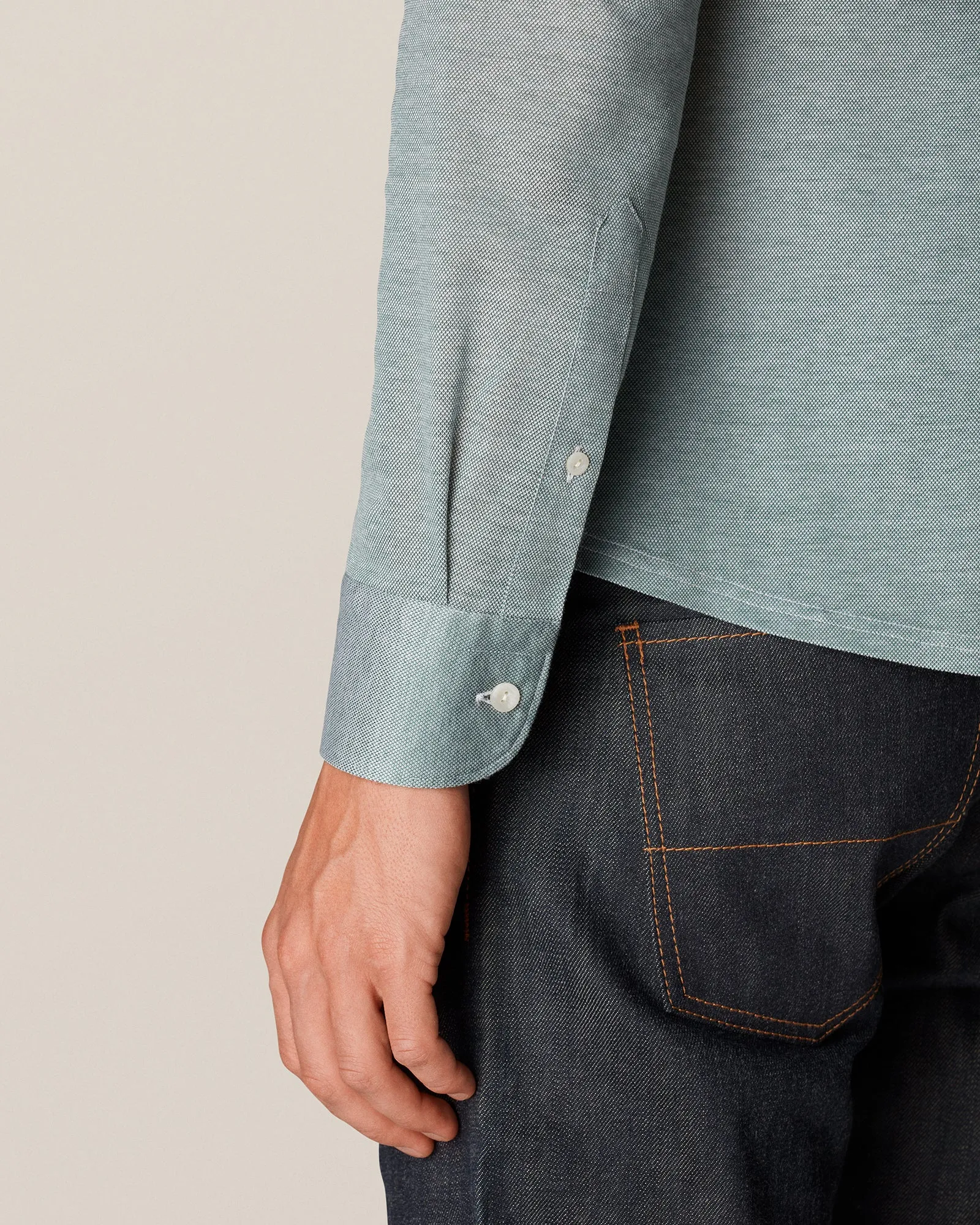 ETON10000264266 GREEN SLIM SC PIQUE SHIRT