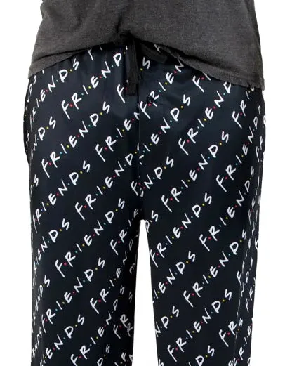 Friends TV Series Men's AOP Logo Sleep Lounge Pajama Pants Drawstring Waist