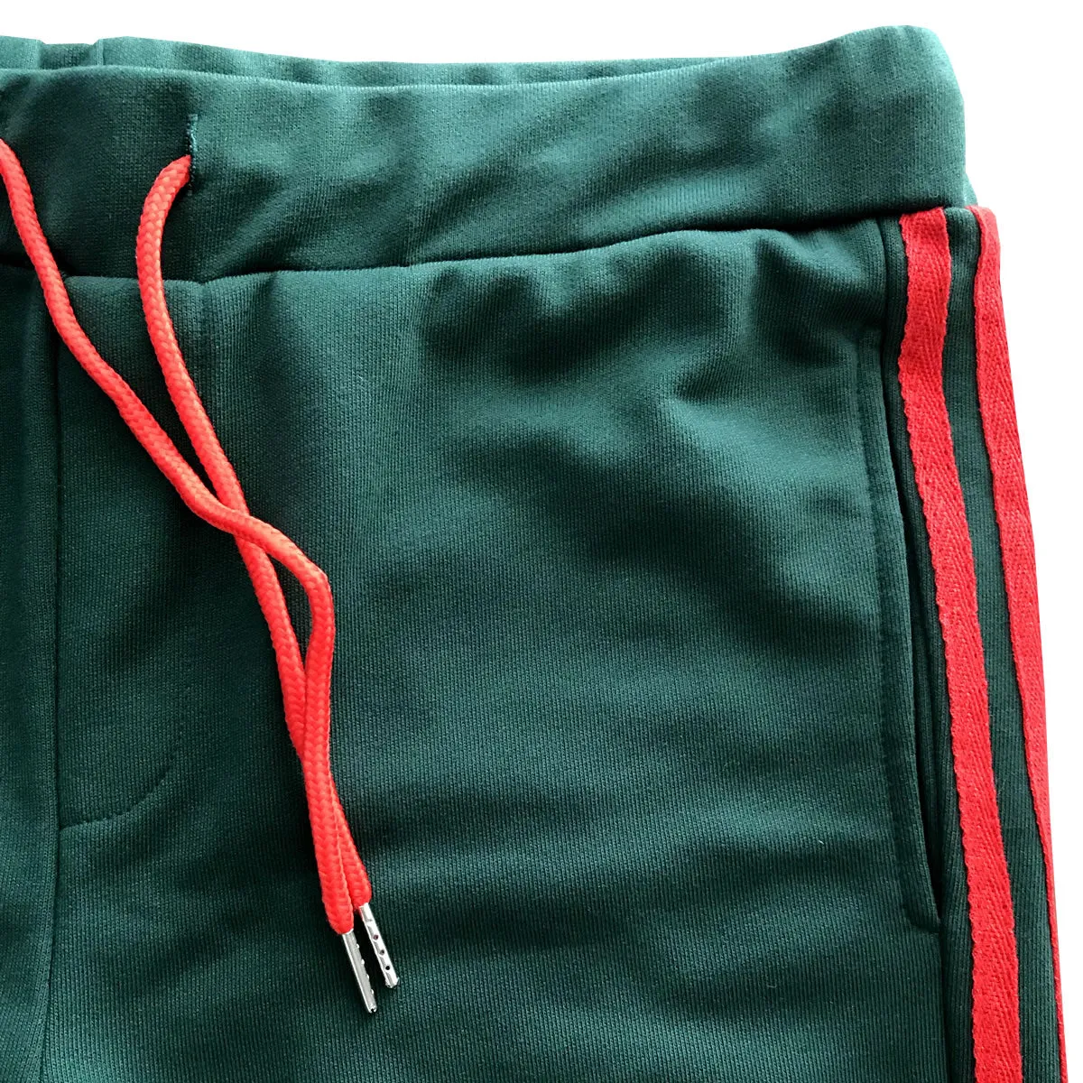 Green with Red Stripes Skinny Fit Jogger Sweatpants