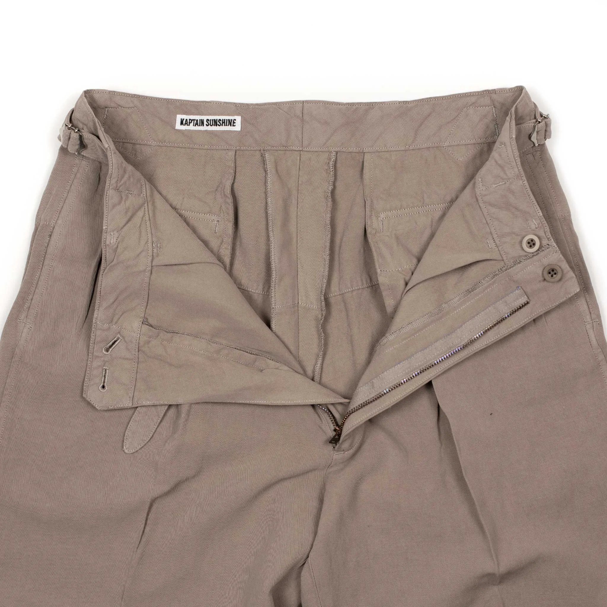 Gurkha pants in warm grey cotton linen gabardine