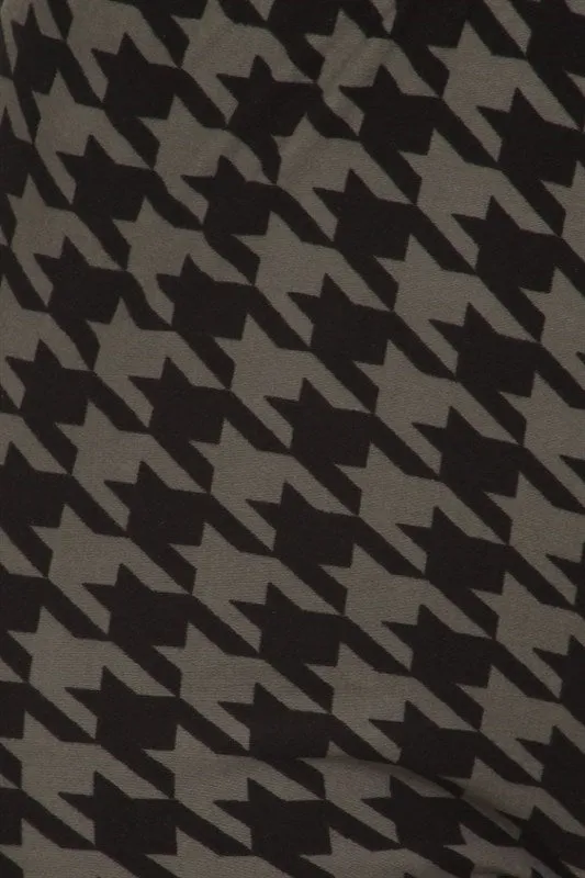 High-Waist Houndstooth Leggings in Black & Grey
