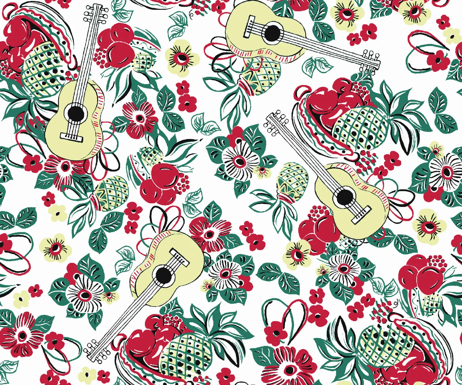 Honey Shorts in Guitar Print