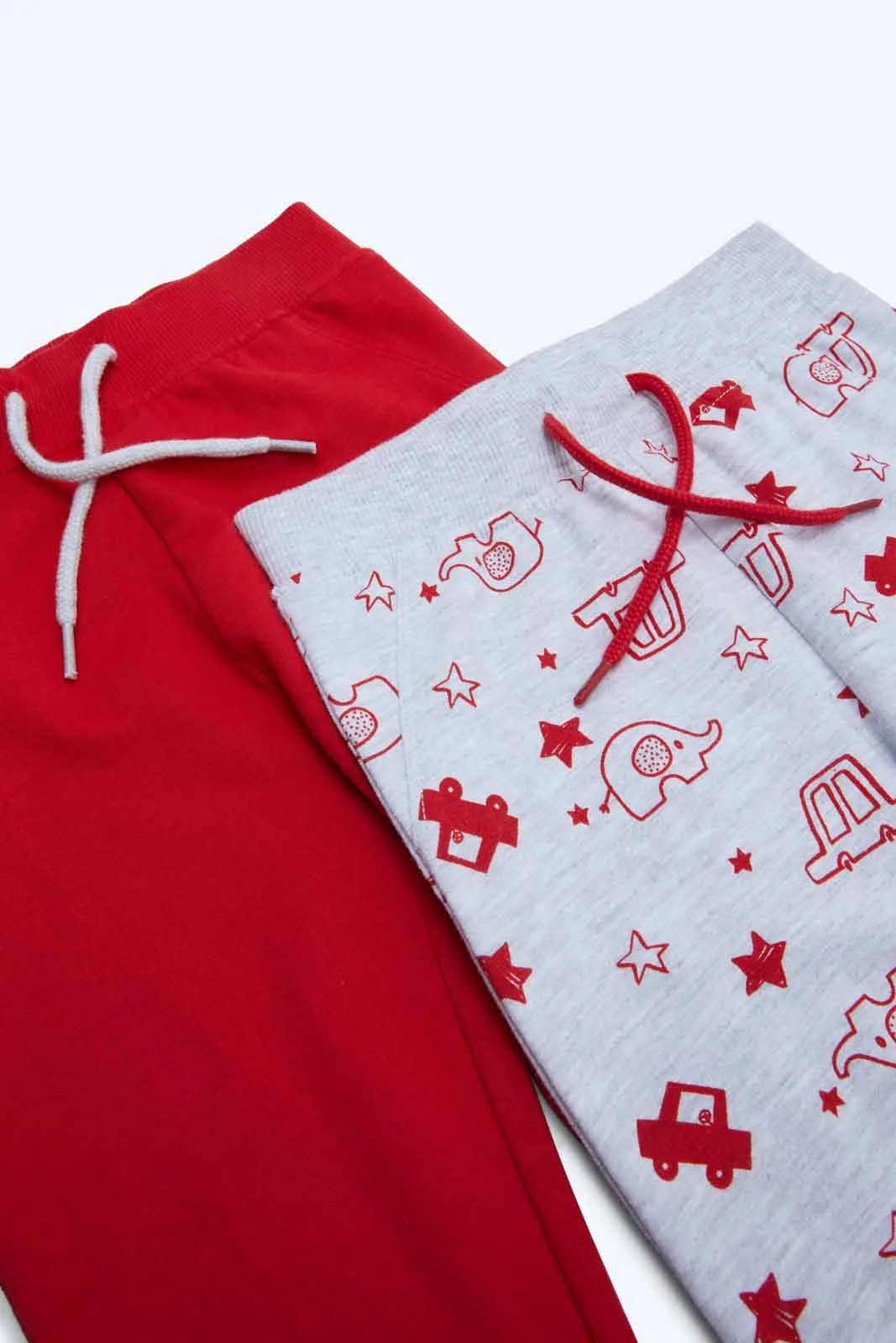 Infant Boys Red And Grey Track Pants (Pack of 2)