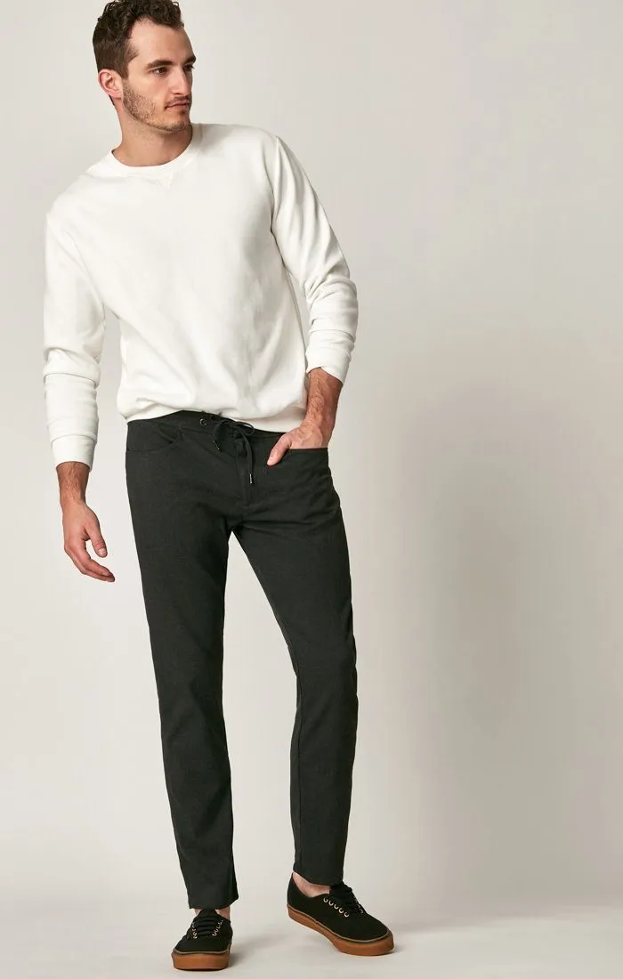 LIAM SLIM LEG DRAW STRING PANTS IN SMOKE ATHLETIC