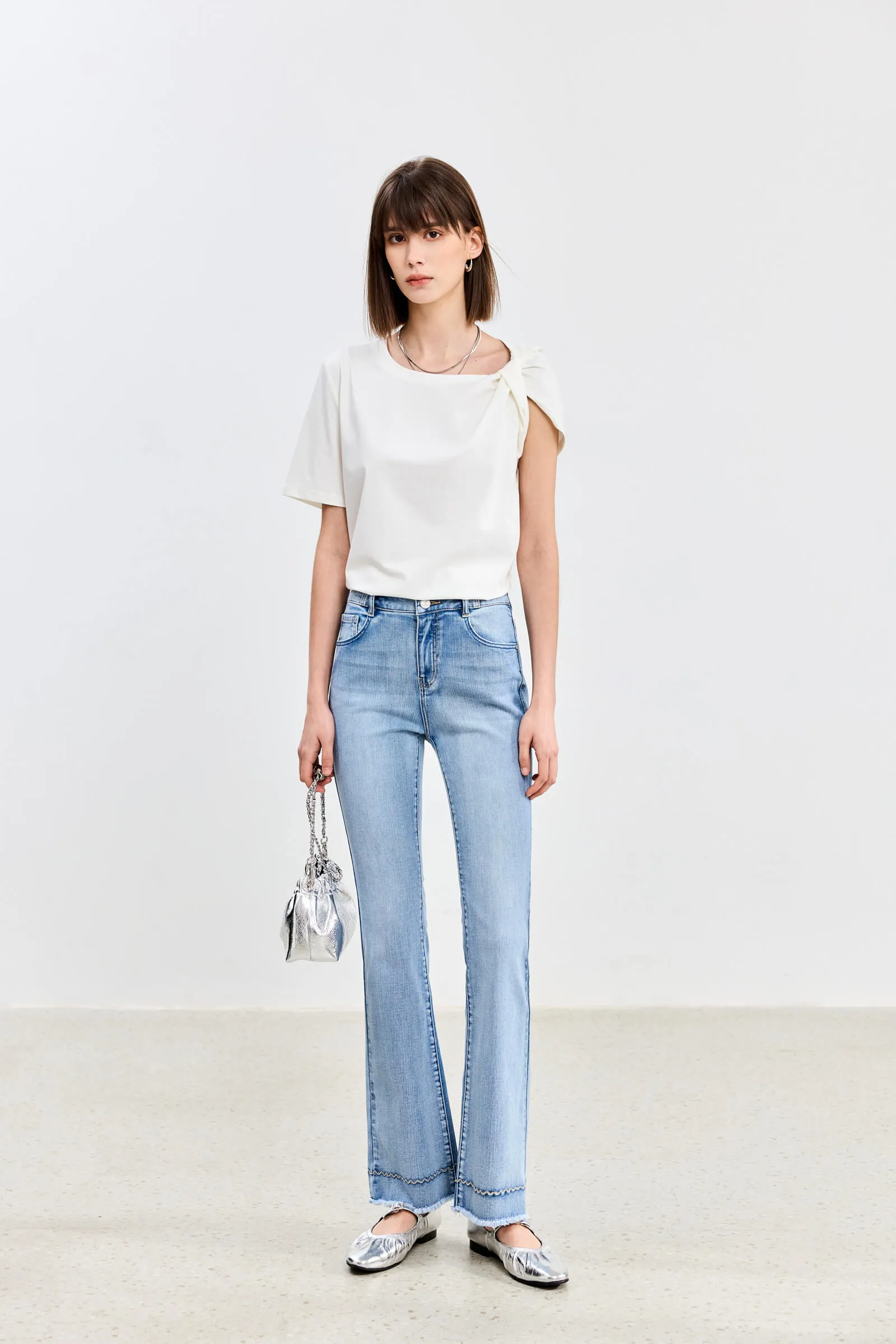 LILY Contrast Stitch Flare Jeans