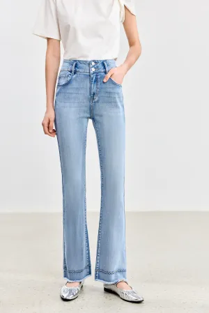 LILY Contrast Stitch Flare Jeans