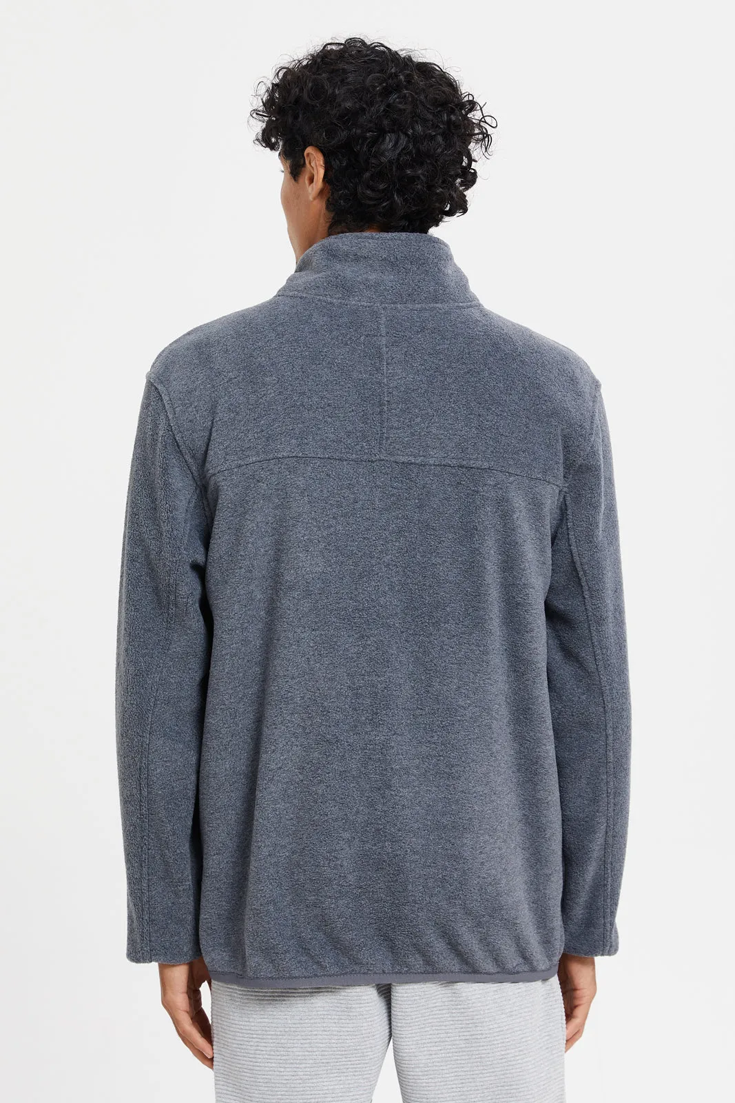 Men Charcoal Fleece Coach Sweatshirt