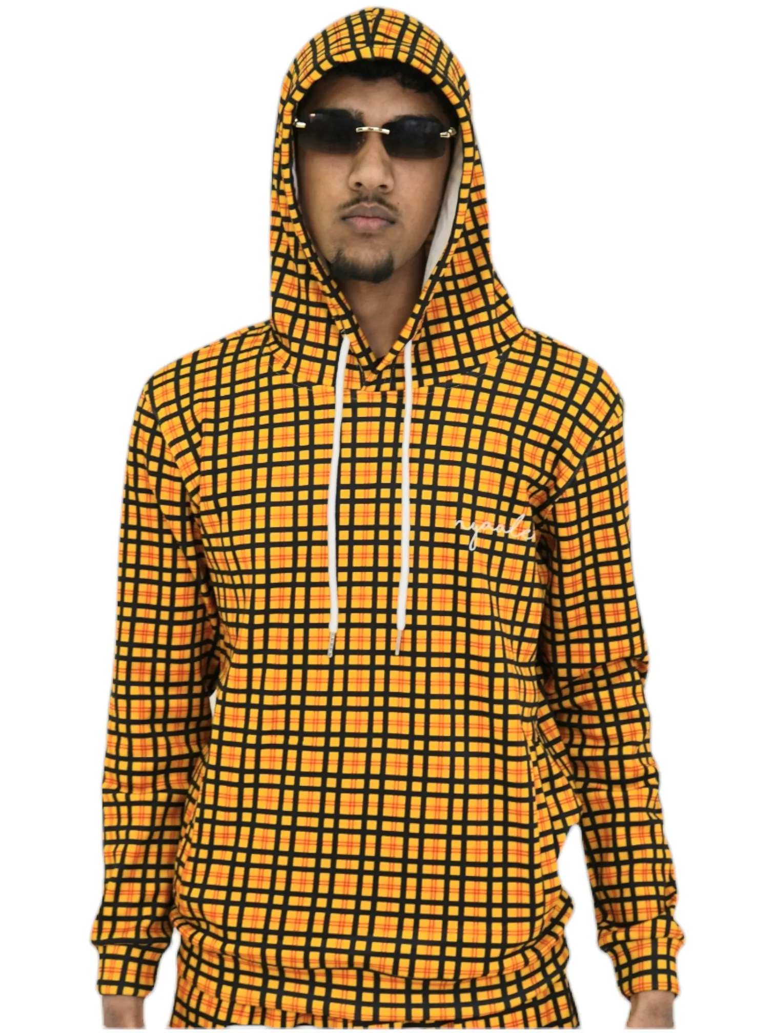 Men's Casual Yellow Stripe Hoodie - Modern Activewear, Comfortable Slim Fit