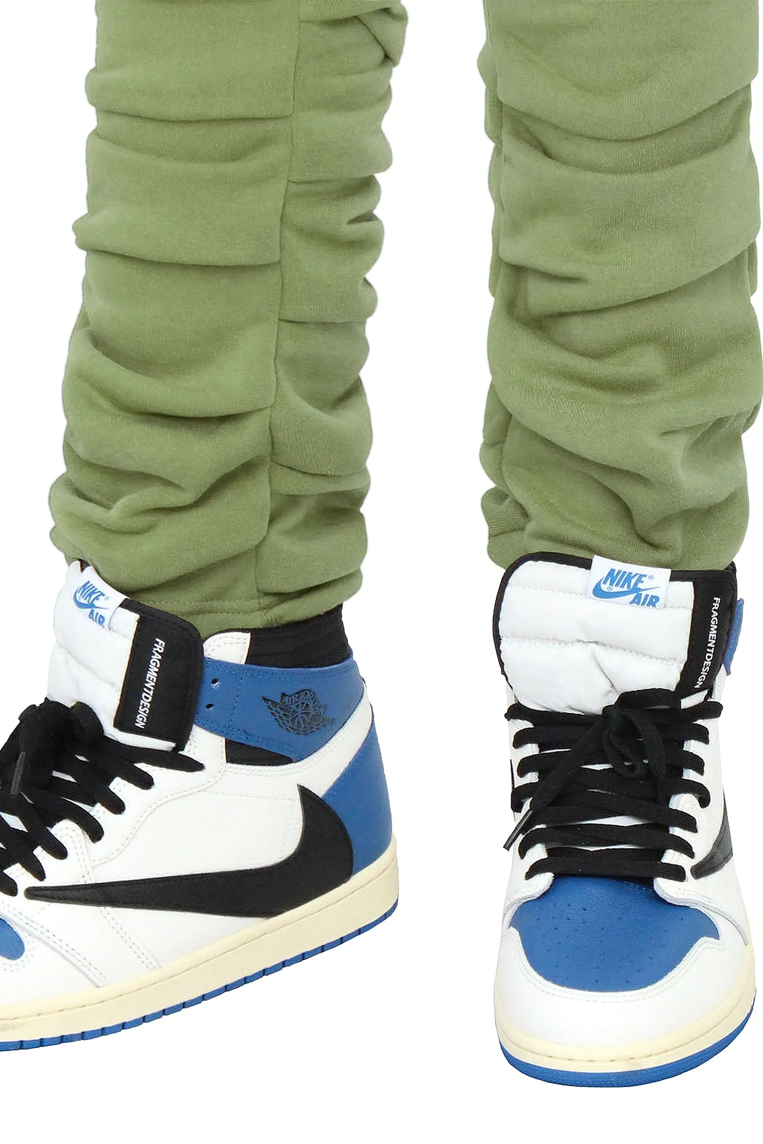 Men's Slim Flare Ruched Fleece Sweat Pants