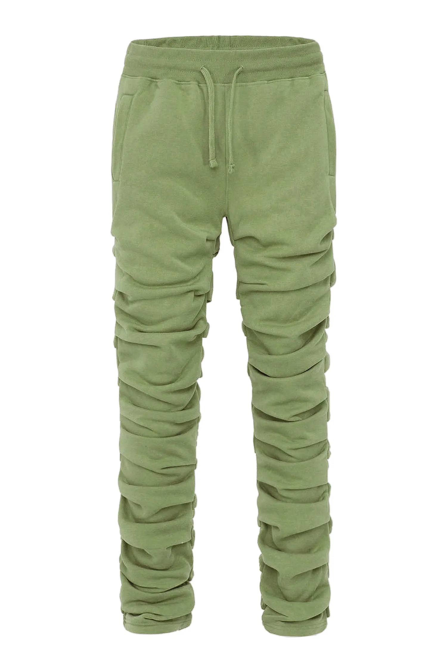 Men's Slim Flare Ruched Fleece Sweat Pants