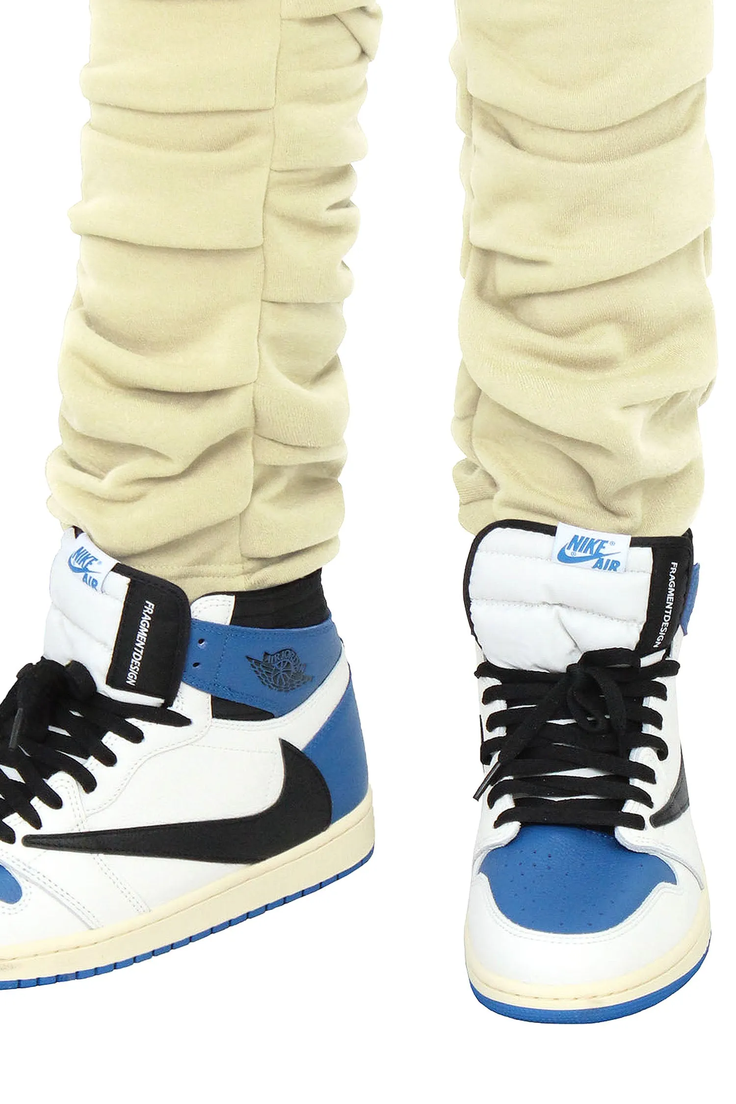 Men's Slim Flare Ruched Fleece Sweat Pants