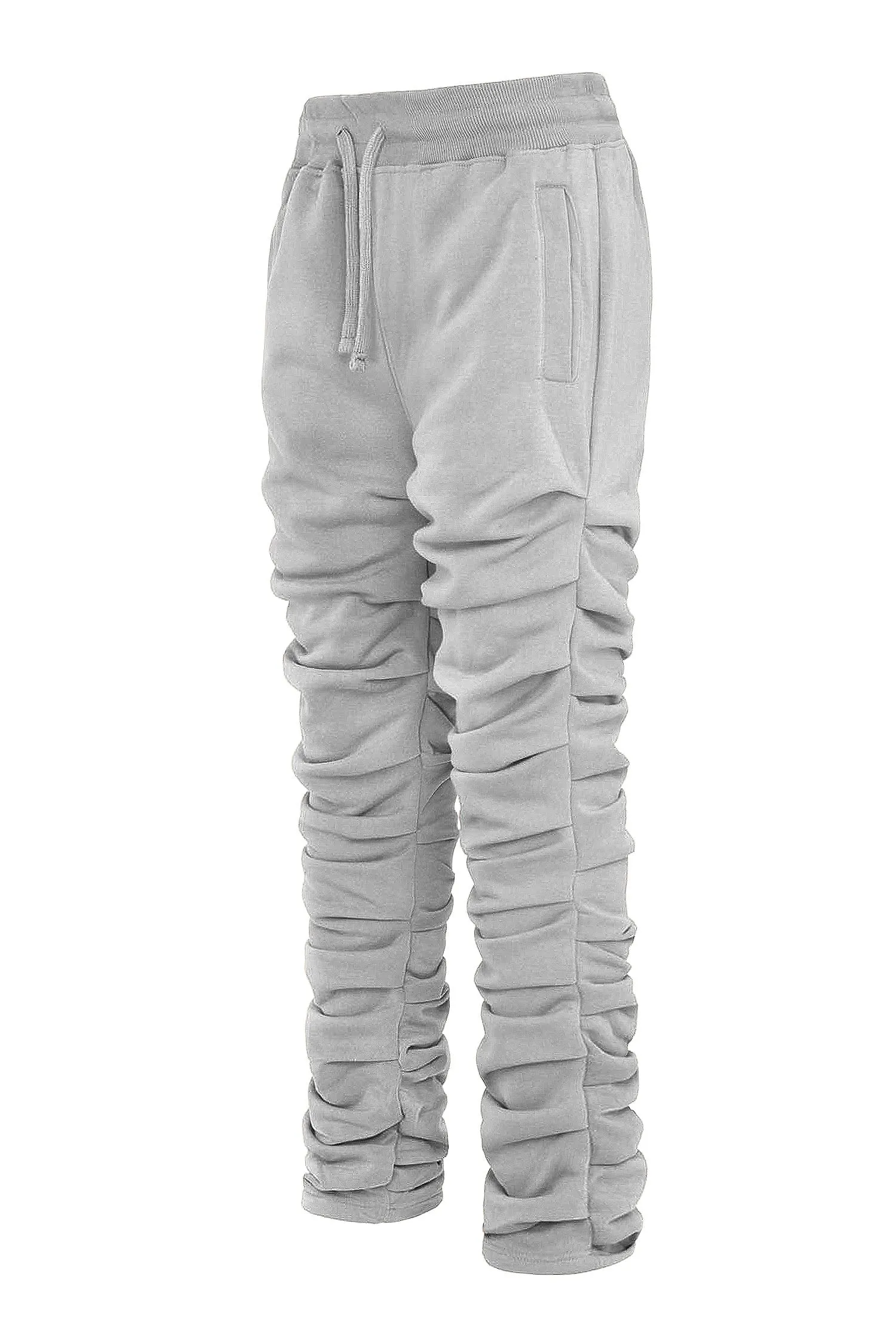 Men's Slim Flare Ruched Fleece Sweat Pants