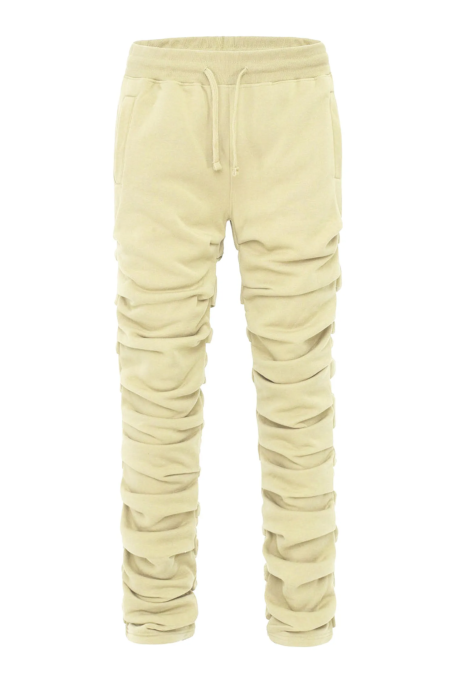 Men's Slim Flare Ruched Fleece Sweat Pants