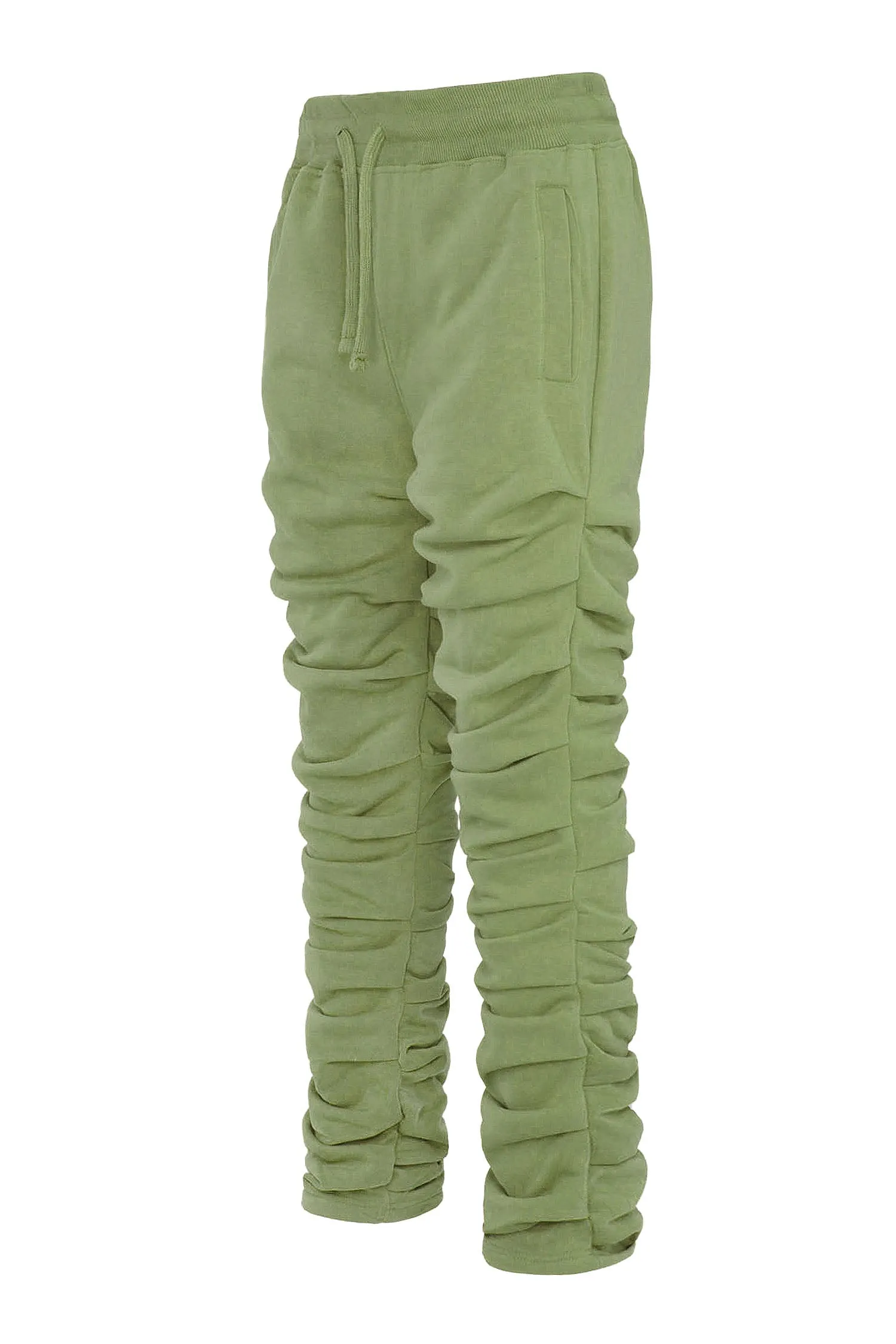 Men's Slim Flare Ruched Fleece Sweat Pants