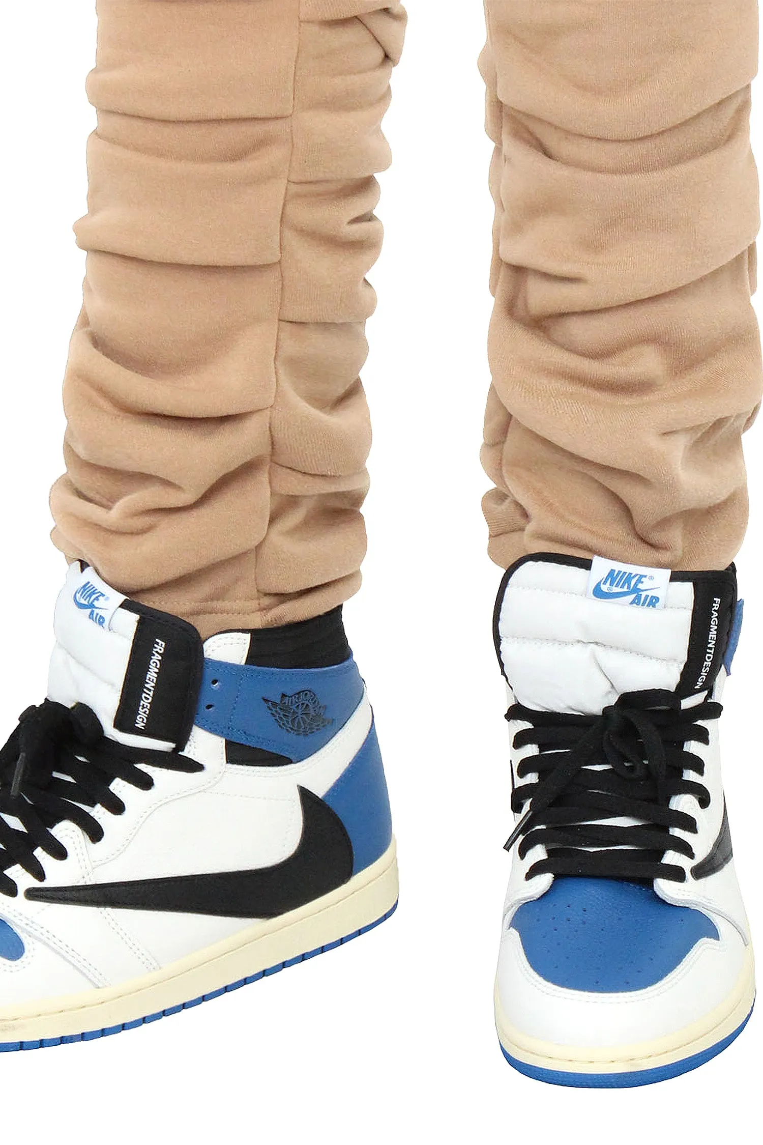 Men's Slim Flare Ruched Fleece Sweat Pants