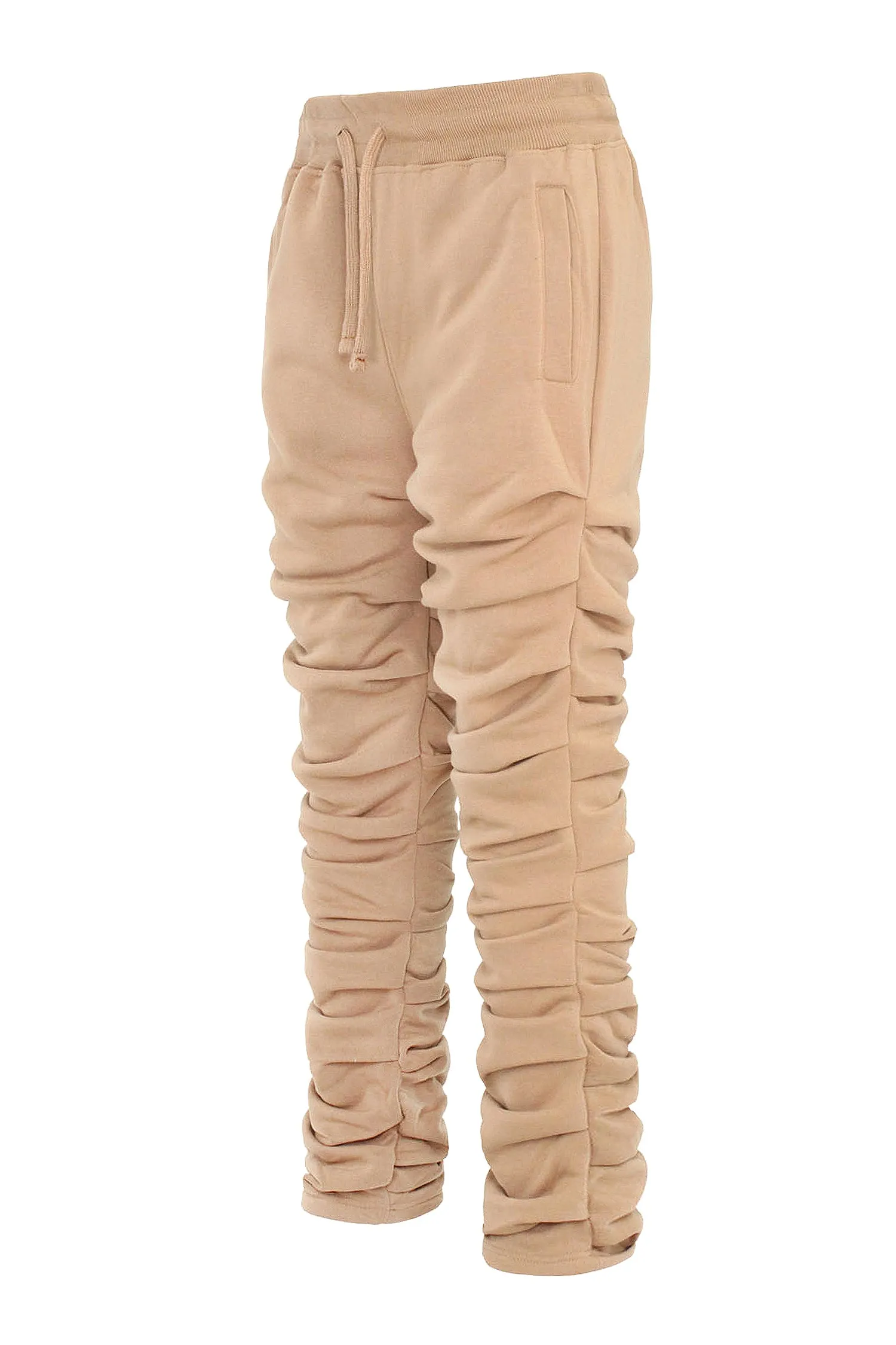 Men's Slim Flare Ruched Fleece Sweat Pants