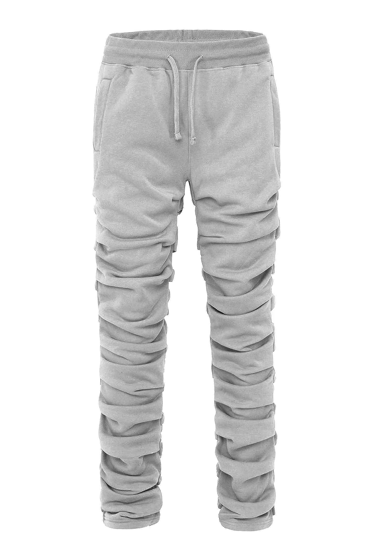 Men's Slim Flare Ruched Fleece Sweat Pants