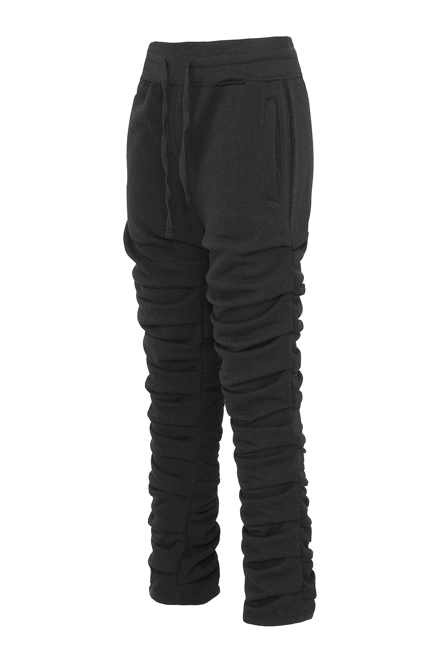 Men's Slim Flare Ruched Fleece Sweat Pants