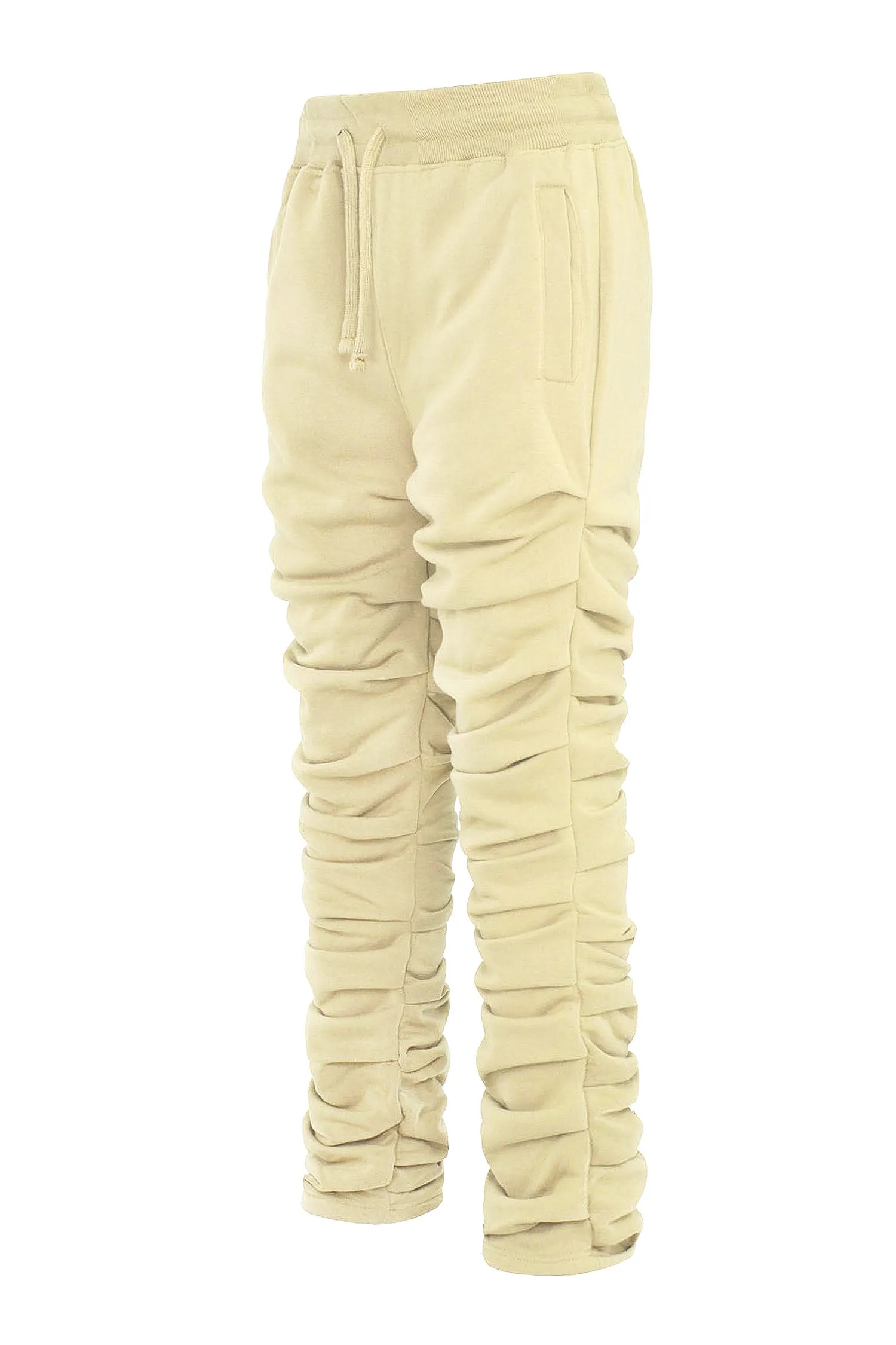 Men's Slim Flare Ruched Fleece Sweat Pants