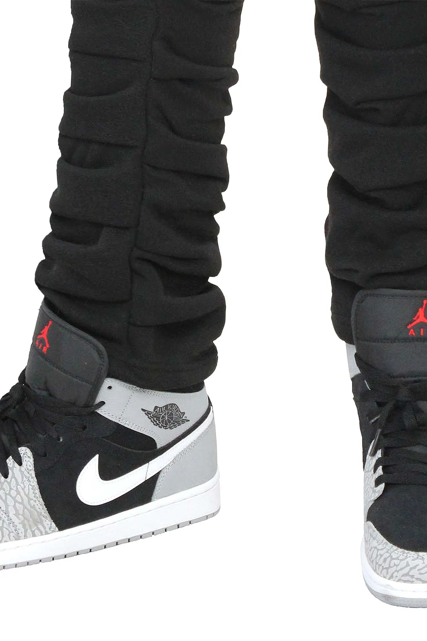 Men's Slim Flare Ruched Fleece Sweat Pants