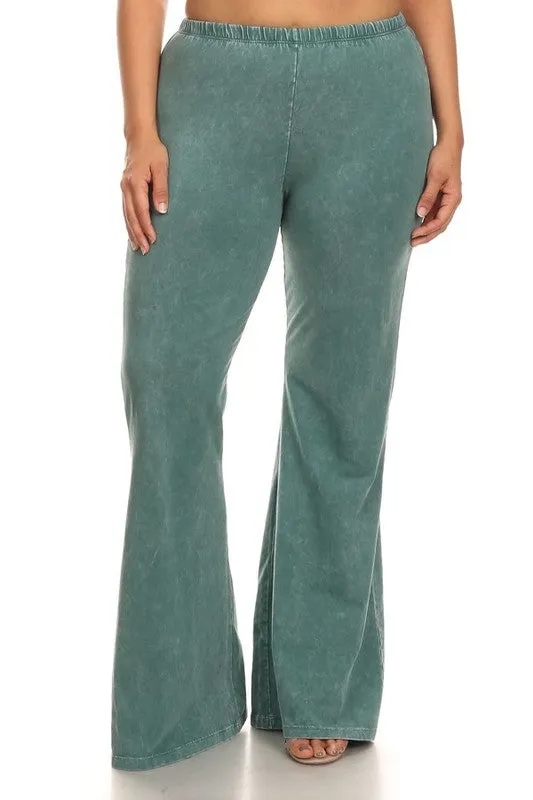 Mineral Wash Bell Bottom Soft Pants, Emerald
