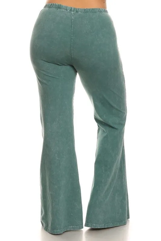 Mineral Wash Bell Bottom Soft Pants, Emerald