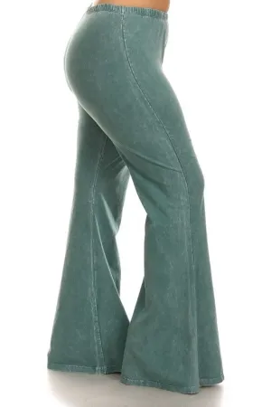 Mineral Wash Bell Bottom Soft Pants, Emerald