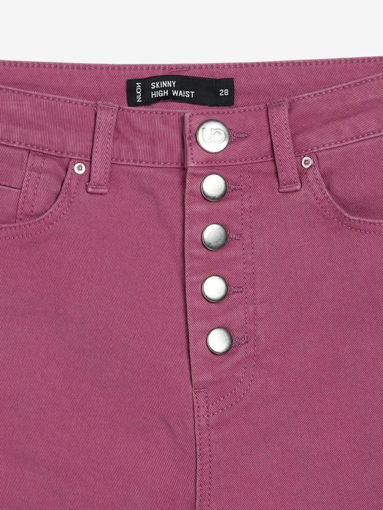 Nuon Magenta Skinny Fit High-Waist Crop Jeans