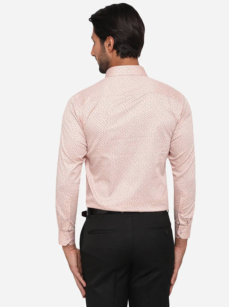 Peach Printed Slim Fit Formal Shirt | Greenfibre