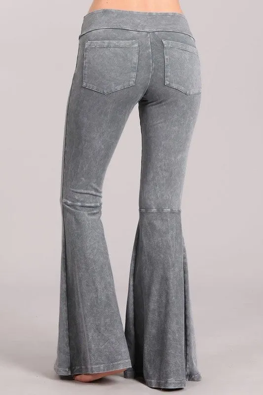 Pocketed Wide Bell Pants - Light Grey