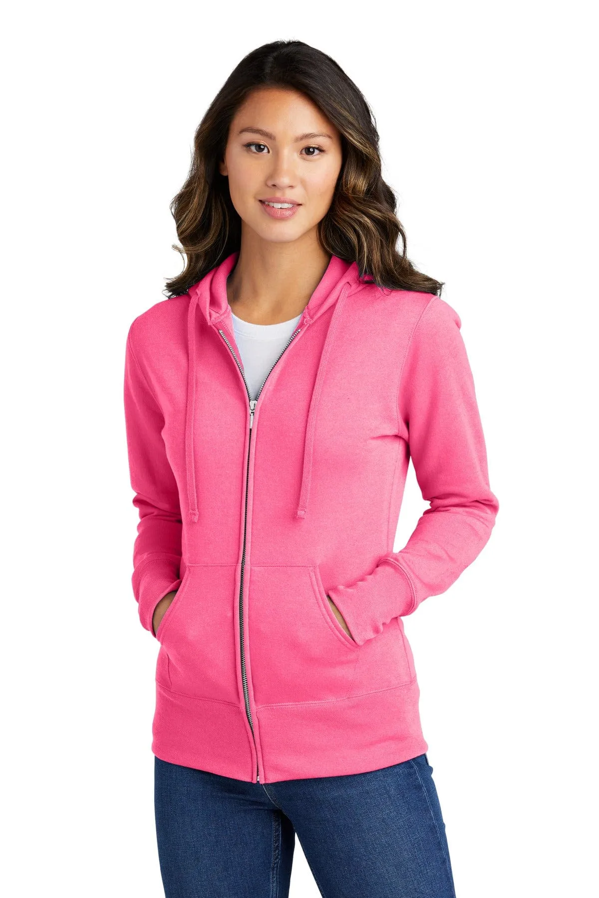 Port & Company ®  Ladies Core Fleece Full-Zip Hooded Sweatshirt. LPC78ZH